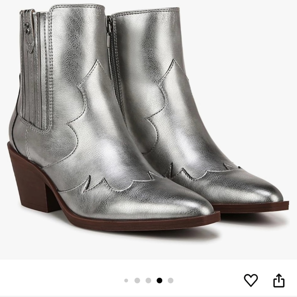 Sleek Silver Ankle Booties with Western Flair